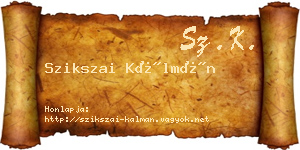 Szikszai Kálmán névjegykártya